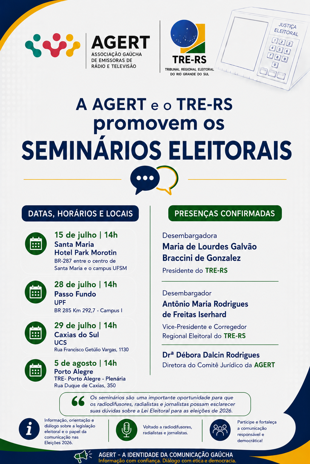 SEMINÁRIOS ELEITORAIS AGERT - 2026